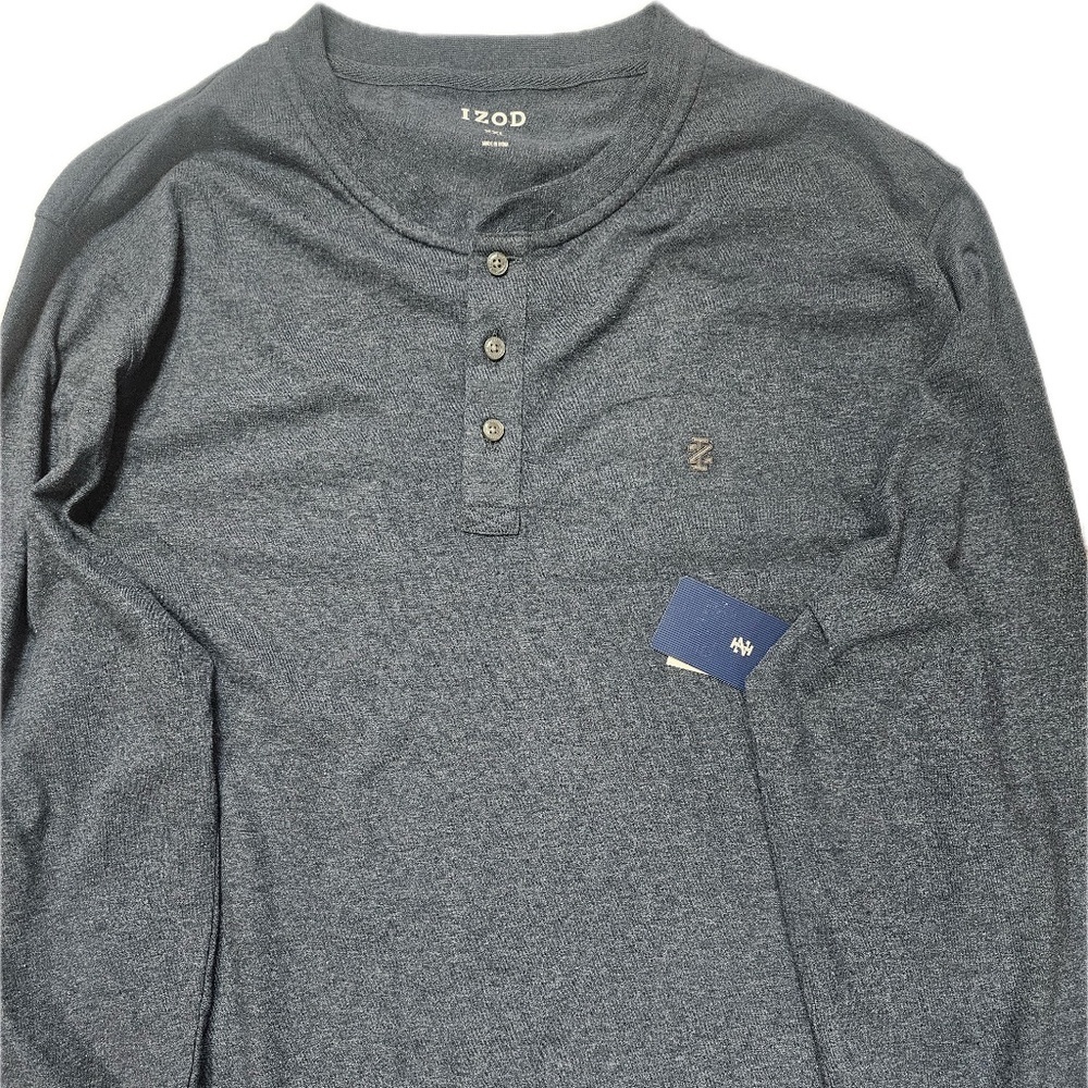 IZod Pullover 1/4 Button Down Mens Gray Classic Design Soft‎ Comfortable Casual